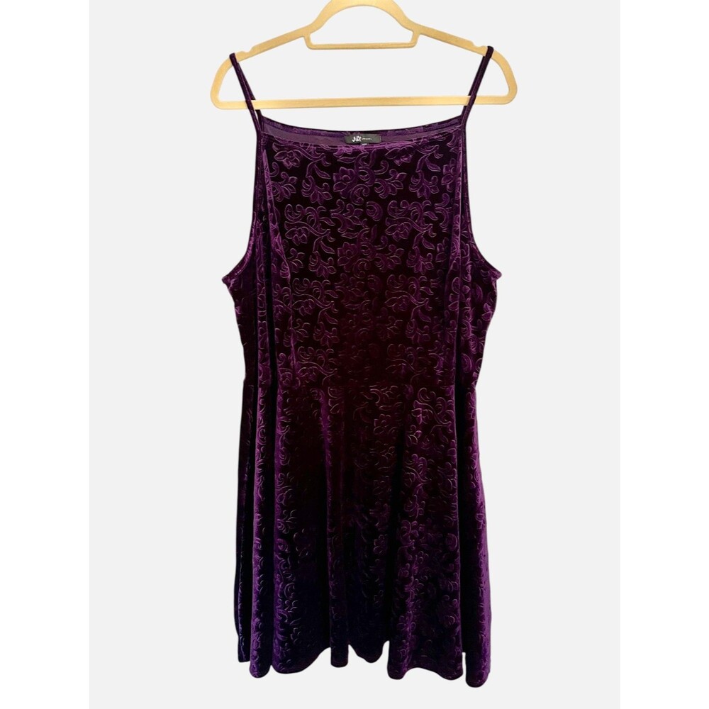 Vintage Y2K 90s Jump Apparel Purple Embossed Velvet Dress Whimsigoth 3X